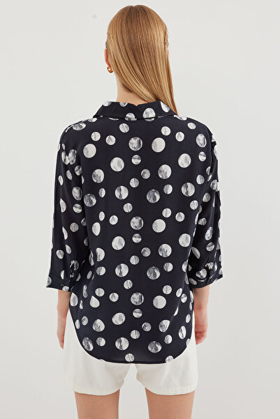 Bigdart 20243 Önü Bağlamalı Desenli Gömlek - Siyah