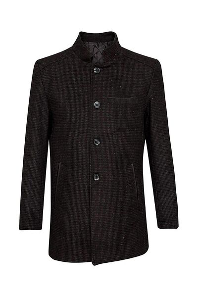 SÜVARİ Ανδρικό παλτό Cavalier Comfortable Fit Dobby Wool Anthracite Judge Collar