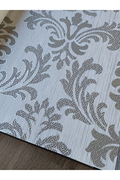 KMS HOME Klasik Gümüş Detaylı Damask Kabartmalı Hava Alabilen Silinebilir Duv...