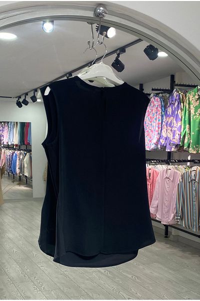 PERA MODA Πουκάμισο μπλούζα με κοντό μανίκι με ντραπέ γιακά