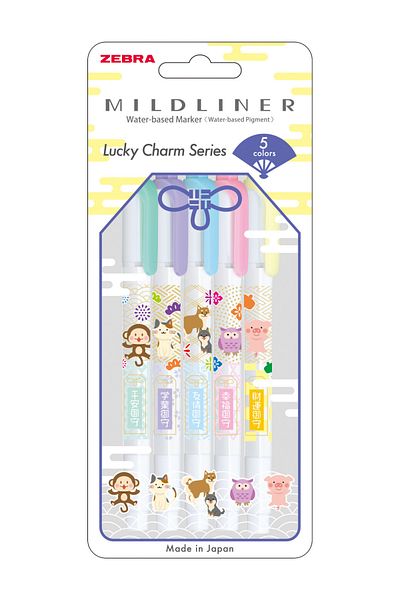 Zebra Mildliner Limited Edition 5-Piece Double-Ended Highlighter Marker Set - Lucky Charm / Wkt7-