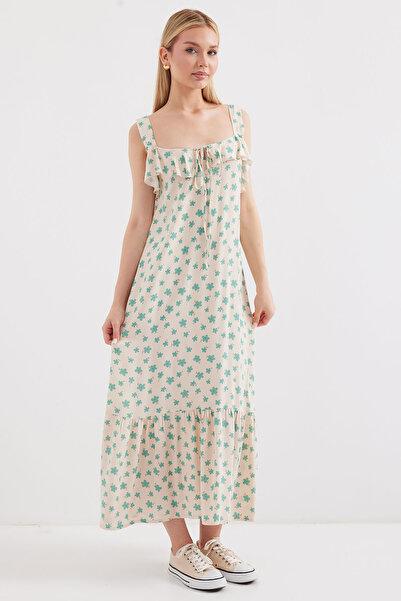 Bigdart Cagla - 2237 Patterned Strappy Viscose Dress