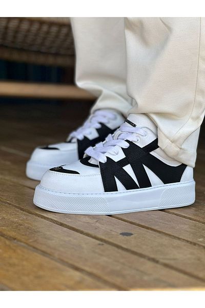 Paolo Zaccardi P2407 Star-X Ανδρικό Ορθοπεδικό Sneaker - Casual Skin, Λευκό/Μαύρο
