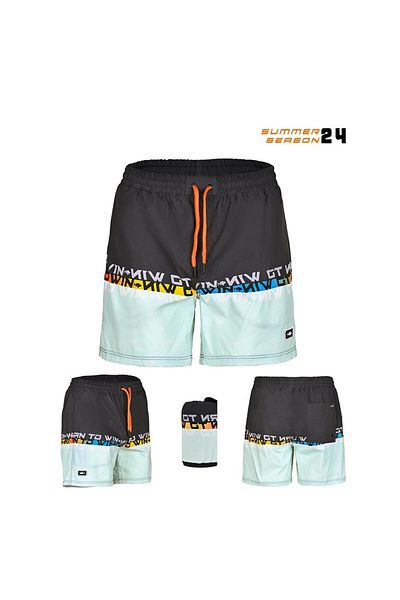 Fujin Pro Angler - Anthracite Turquoise L Short Sleeve Swimsuit