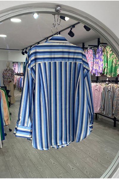 PERA MODA Cămașă de damă oversize cu model din satin - largi