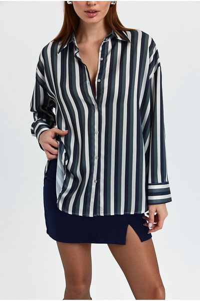 PERA MODA Cămașă de damă oversize cu model din satin - largi