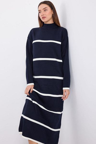 Bigdart 15890 Rochie lungă din tricotaje - Bleumarin