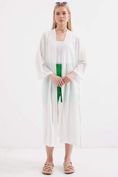 Bigdart Weißer Sommerkimono mit Schlitz, Modell 5835