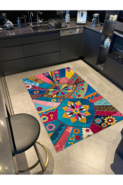 Rugs Modern Halı Παριζιάνικη Συλλογή Πολύχρωμα Γεωμετρικά Μοτίβα και Φλοράλ Σ...