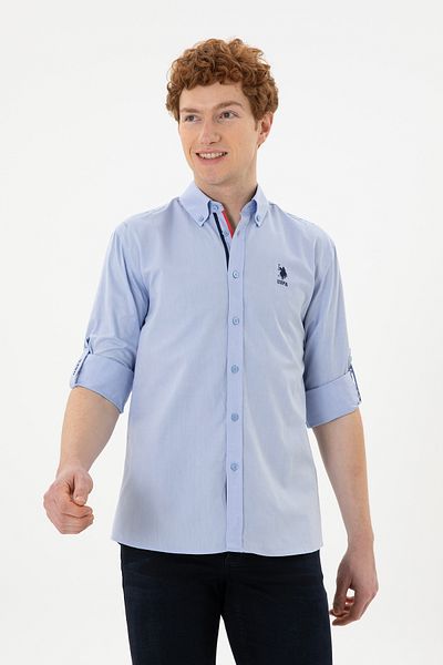 U.S. Polo Assn. Cămașă albastră pentru bărbați cu mânecă lungă - 50288312-VR036