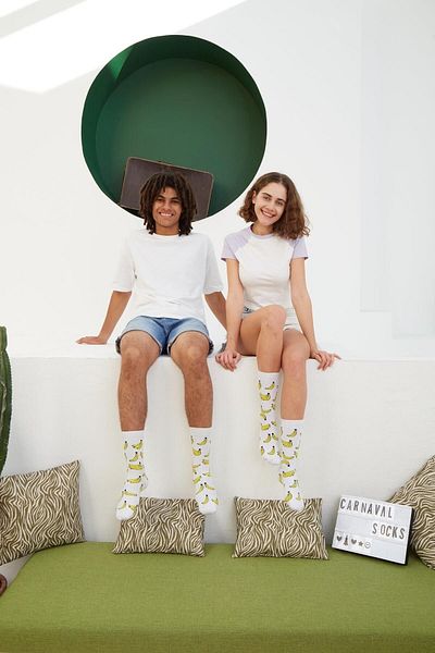 CARNAVAL SOCKS Λευκές μπανάνα καλοκαιρινές πολύχρωμες κάλτσες Unisex