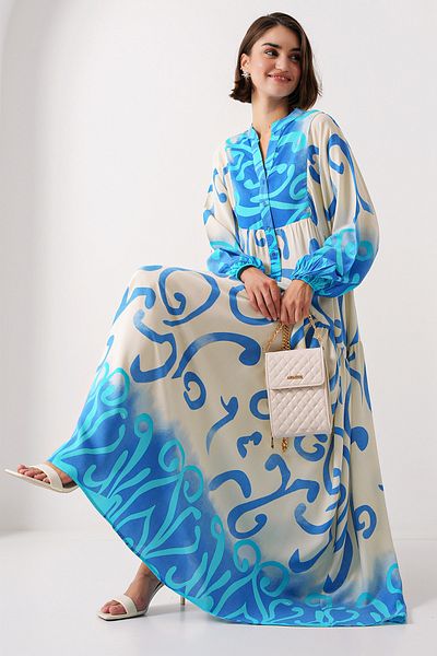 Bigdart Authentic Patterned 2423 Model Dress - C.blue