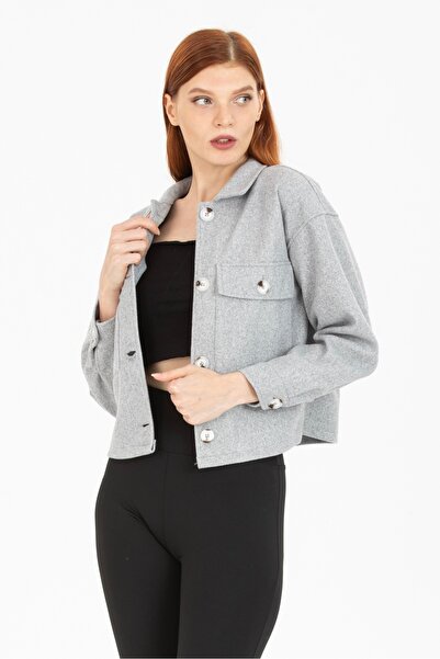 PERA MODA سترة قصيرة - تصميم جيب مزدوج