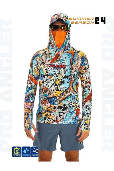 Fujin Pro Angler S24 Makai Orange Hoodie and Buff - Size L