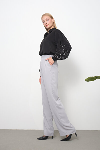 PERA MODA Beli Lastikli Palazzo Model Kumaş Pantolon