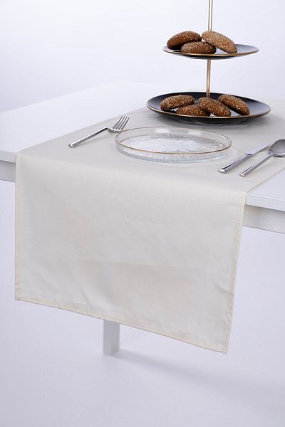ALTINPAMUK Linen Runner Stain Resistant Fabric Cream 40x140