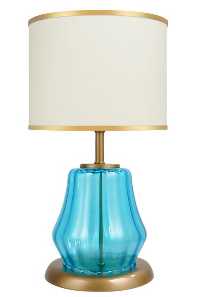 MINIMAL ETICARET VE BILGI TEKNOLOJILERI Elite Sapphire Blue - White Headboard - Glass Lampshade
