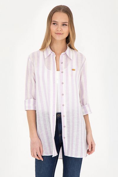 U.S. Polo Assn. Cămașă pentru femei cu aspect liliac - cu mânecă lungă50288408-VR034