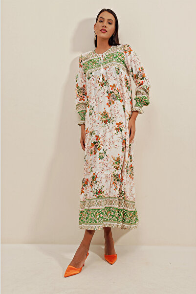 Bigdart 1947 Model Print Green Long Dress