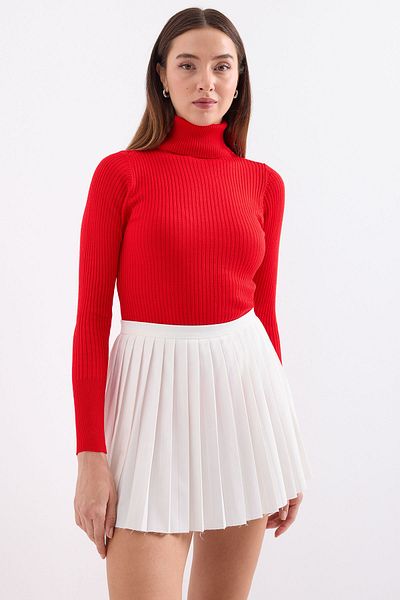 Bigdart 10311 Turtleneck kötött pulóver - piros