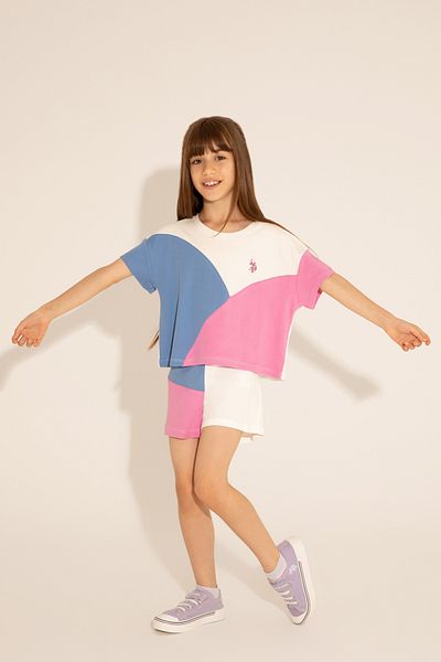 U.S. Polo Assn. شورت بناتي محبوك باللون البنفسجي 50288433 -VR037