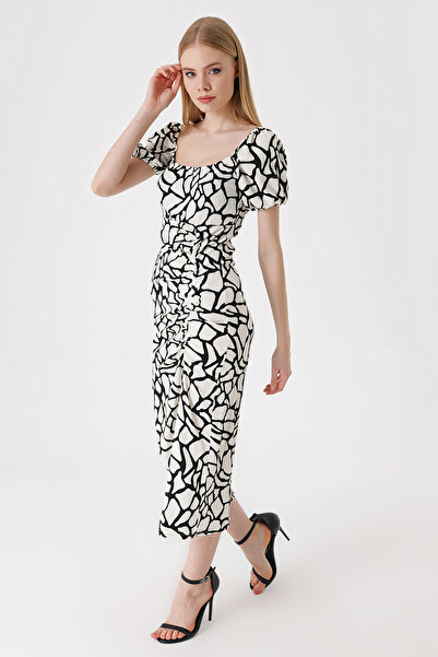 Bigdart 2396 Yırtmaçlı Yazlık Örme Elbise - D.siyah