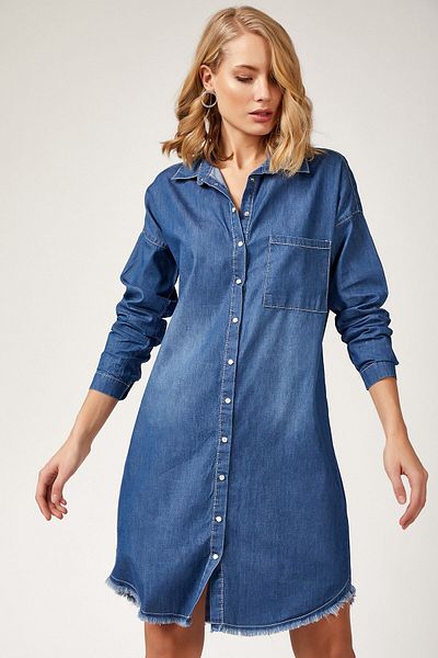 Bigdart 5593 Tunica albastra din denim cu ciucuri
