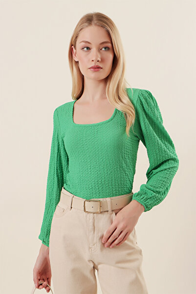 Bigdart 0442 Long Sleeve Blouse - Green