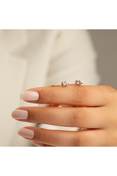 Çgk Çiğdem Gürel Kuyumculuk 14 Ayar İki Renk Papatya Çocuk Küpesi