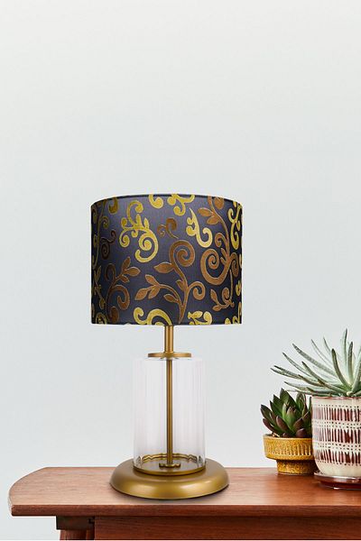 MINIMAL ETICARET VE BILGI TEKNOLOJILERI Monarch Transparent Gold Striped Glass Lampshade