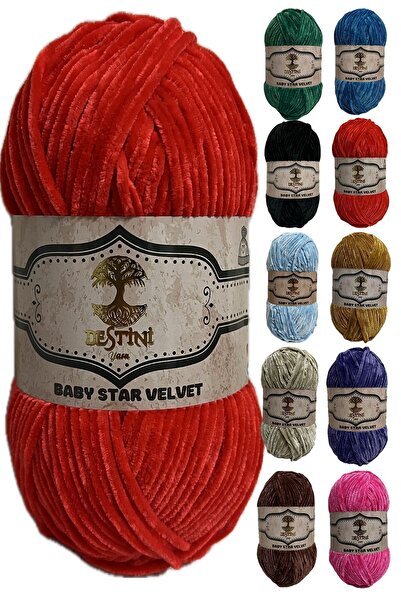 destini İnce Kadife İp 100 gr 200 Metre Amigurumi El Örgü İpi Ceket Yelek Battaniye