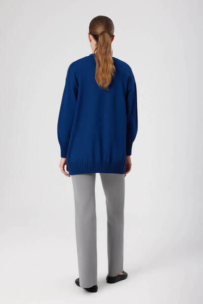 Mısırlı Gri Nervürlü Yüksek Bel Kadın Pantolon