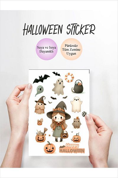 Piksel Grafik Bohemian Halloween Sticker - Sheet Notebook Sticker