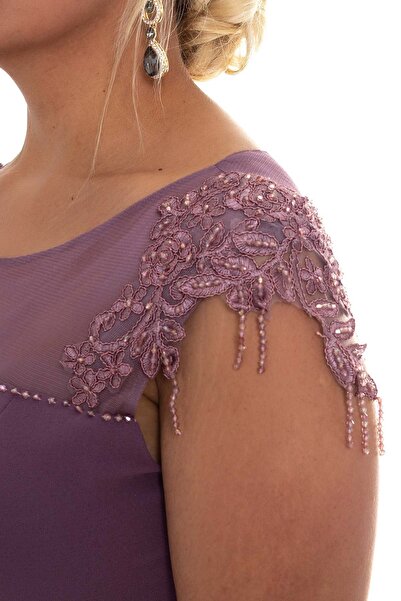 AYHAN 2004 BB Kolu Nakış İşli Boncuklu Kısa Elbise