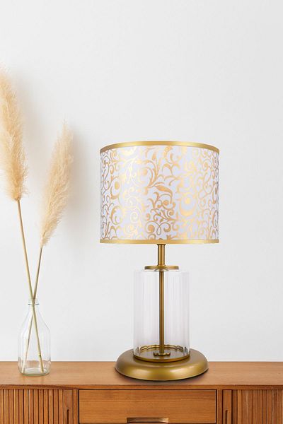MINIMAL ETICARET VE BILGI TEKNOLOJILERI Monarch Transparent Gold Striped Glass Lampshade