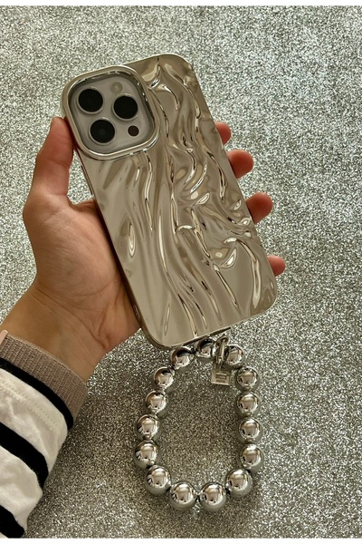 HYPERSOFT Iphone 15 Pro (6.1 inç) Uyumlu Bileklik Charm Aksesuarlı Parlak Nik...