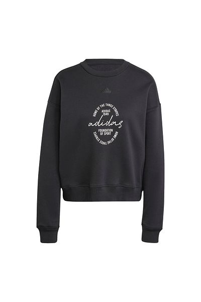 adidas Signature Graphic Print Fleece Loose Sweatshirt