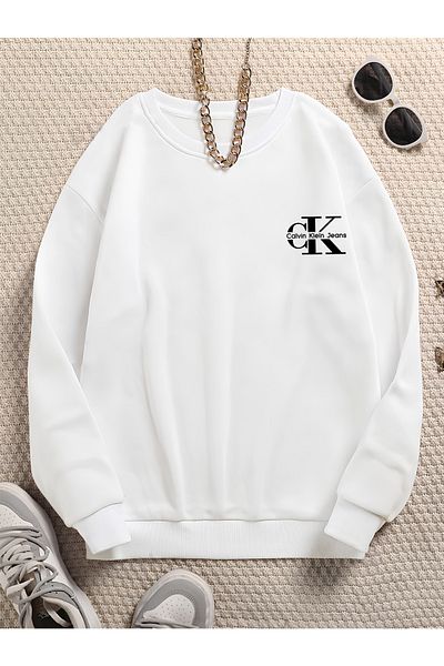 Wish BF Unisex Men/Women Ck Special Printed Colorful Oversize Cotton Crew Neck Sweatshirt