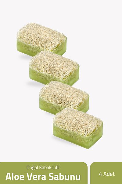 The Touch By Seda Altın Natural Pumpkin Fiber Aloe Vera Soap 100 gr x 4 Pieces