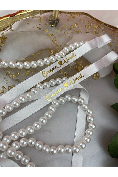 Rima Tasarım Incili Isimli Yüzük Kurdelesi Söz Kurdelesi Ve Nişan Kurdelesi Damat Kahvesi Peçete Hediyeli