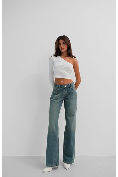 Black Fashion Asymmetrical One Shoulder White Crop Top