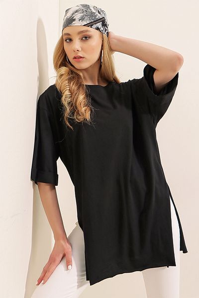 Bigdart 4123 Slit Oversize póló - fekete