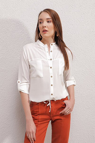 Bigdart 3619 Риза с дантелена предна част - Екрю