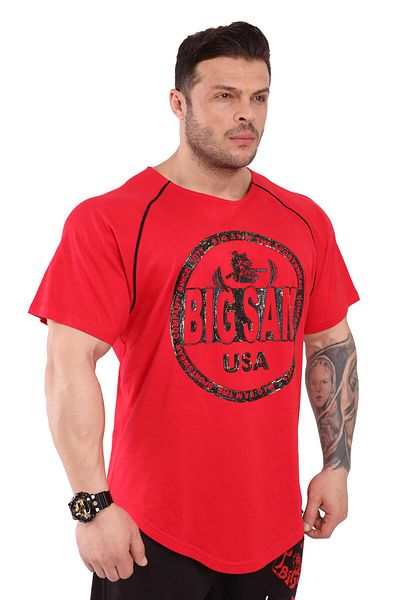 Big Sam Men's Relaxed Fit Basic Training T-Shirt Red 3253