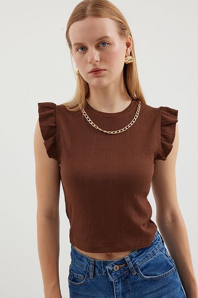 Bigdart Hnedá pletená blúzka - model 0430
