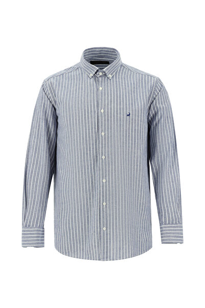 Abdullah Kiğılı Cămașă din bumbac cu dungi - mânecă lungă, croială obișnuită