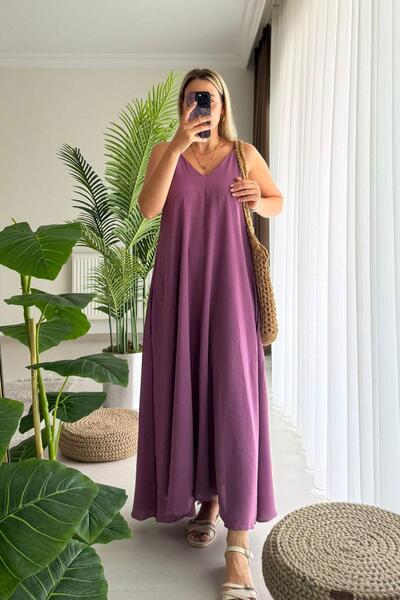 Mivida Rochie mov maxi cu bretele reglabile