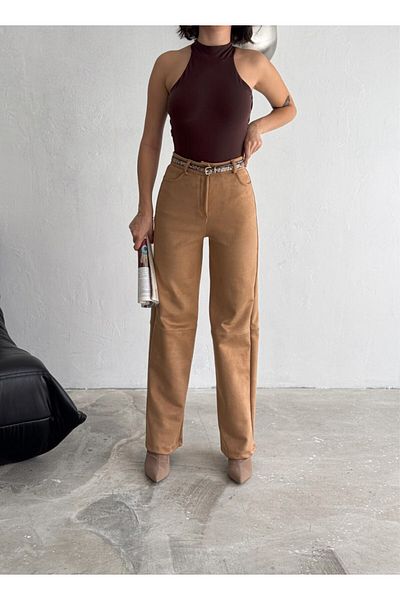 winmoda Light Suede Trousers - Wide Leg Bagy Model