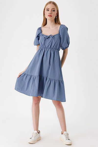 Bigdart 2351 Rochie din poplin evazată - Indigo