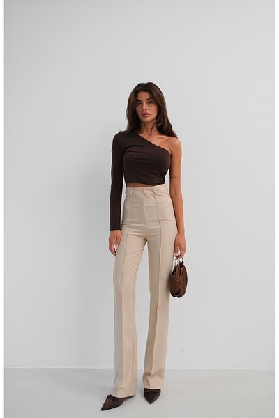 Black Fashion Ασύμμετρο καφέ Crop Top με έναν ώμο